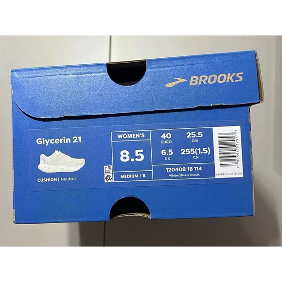 Brooks Glycerin 21 Running Shoes White Silver Biscuit W8.5 MSRP $160 - Picture 8 of 8